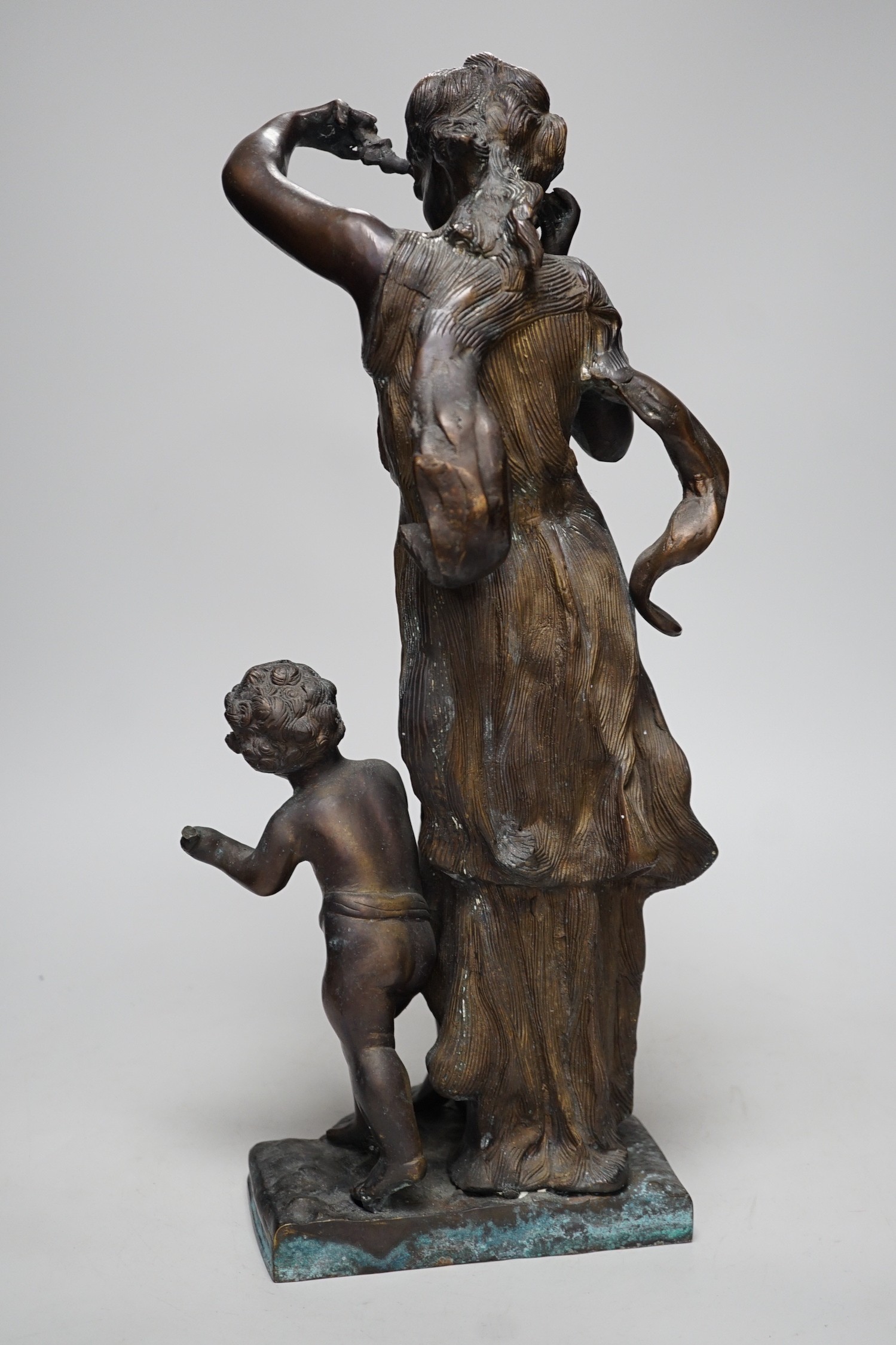 A bronze figure group, 46cm